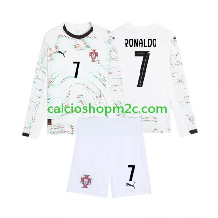 Portogallo Cristiano Ronaldo 7 Bambino Maglia Trasferta 2025 Manica Lunga